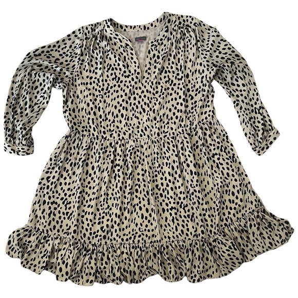 Vince Camuto 2X Plus Size Tiered Long Sleeve Leopard‎ Print Dress Ruffle FLAW - Picture 1 of 6